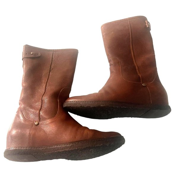 Stuart Weitzman Womens Sz 8.5  Leather Wedge Pull On Short Boots Brown Casual - Picture 6 of 16